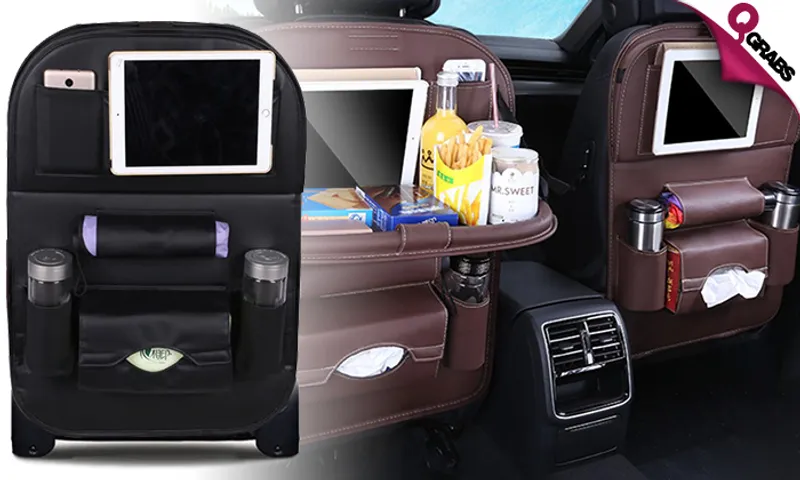 Car Backseat Organizer with Foldable Tray!